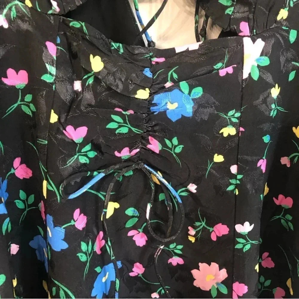 For Love & Lemons Lexy Long Sleeve Floral Cutout Mini Dress Size Sm NWT - Picture 9 of 16